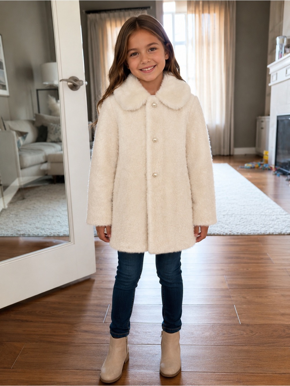 Janie and Jack Faux Fur Collar Coat
